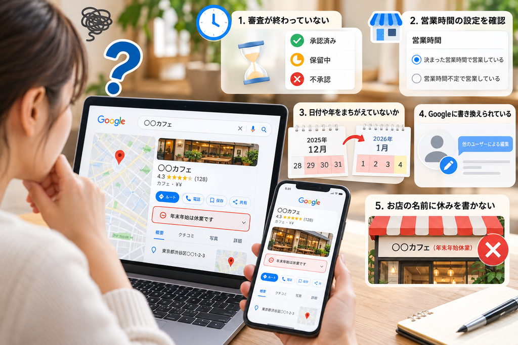 Googleビジネスプロフィール年末年始設定ガイドを表す画像